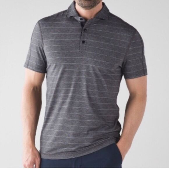 Lululemon Men’s Evolution gray heathered stripped golf polo size medium - EUC! - Picture 2 of 12